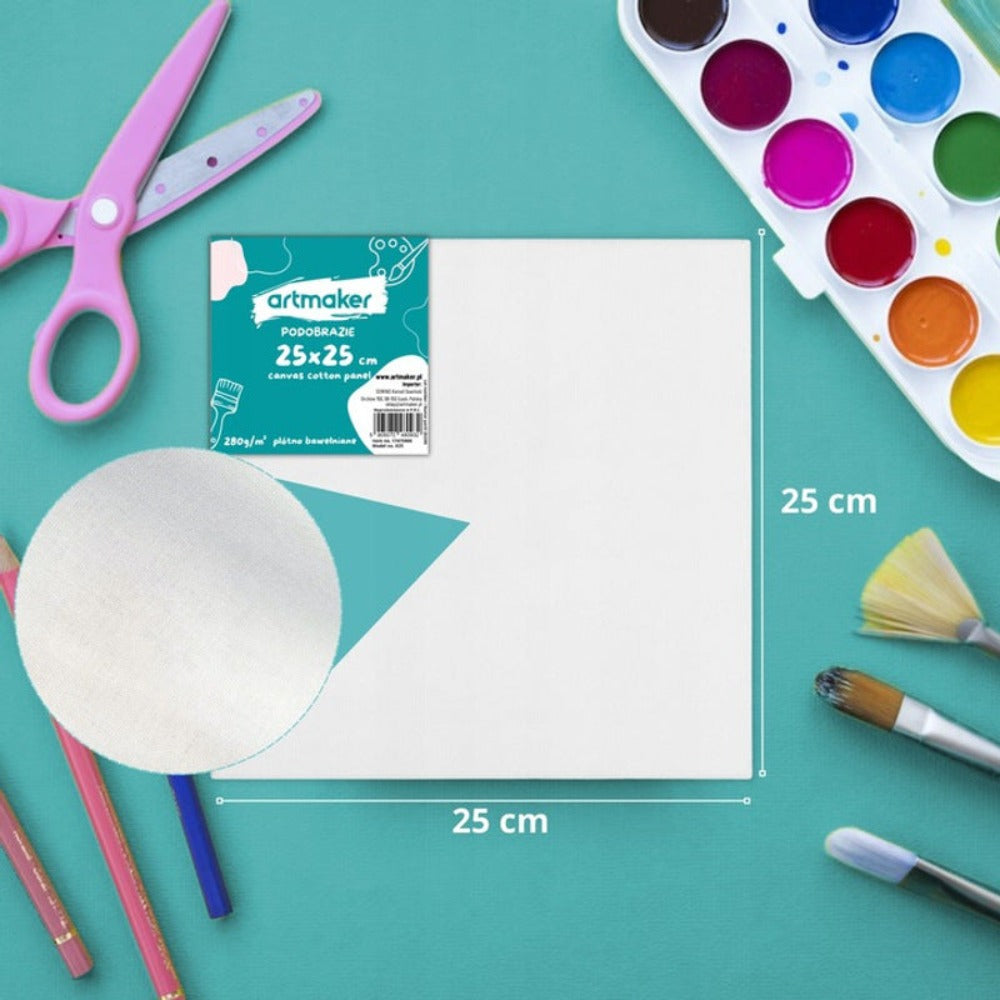 Set de Pintura Artmaker Grande - Kit Artístico Completo con Caballete de Madera de 50cm, 3 Lienzos (25x25cm), 12x12ml de Pinturas Acrílicas, 10 Pinceles y Paleta de Pintura - Suministros de Arte Profesionales para Principiantes y Artistas Avanzados - Rega