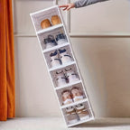 Cajas de Zapatos Apilables, Contenedores de Almacenamiento de Zapatos de Plástico Engrosado de 6 y 9 Niveles – Estante de Zapatos Plegable y Colapsable con Diseño de Tapa Abatible, No Requiere Montaje, Diseño Vertical Ahorrador de Espacio, Adecuado para Z