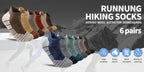 Seis pares de calcetines tobilleros de lana merino, ideales para senderismo y running. Estos calcetines de trabajo ofrecen soporte de compresión, absorben el sudor y son transpirables con un amortiguamiento grueso. Son de corte bajo y están diseñados para