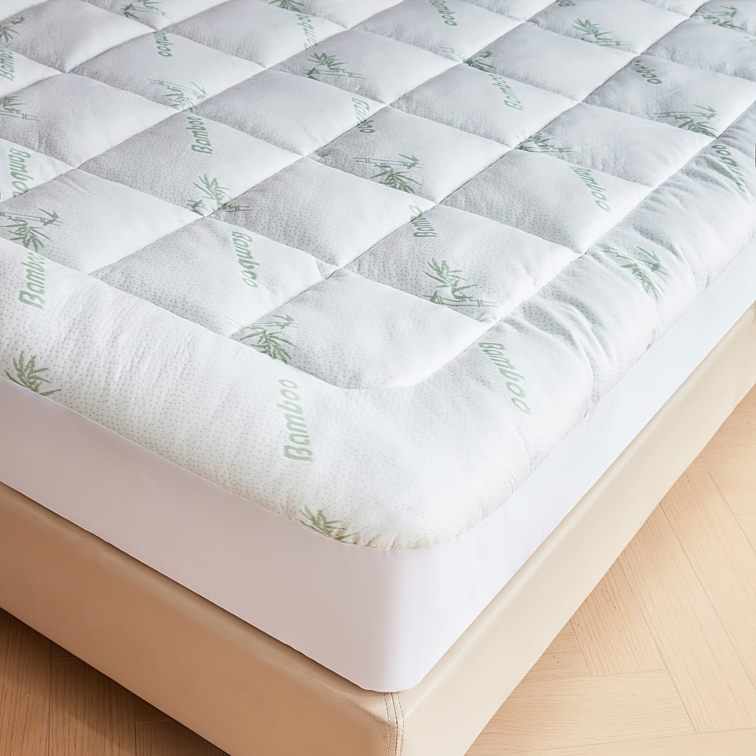 Calidad de hotel, relleno de fibra rica de 1000GSM, topper de colchón con capa de aire, cómodo y suave, transpirable, te brinda una noche de sueño cómoda.