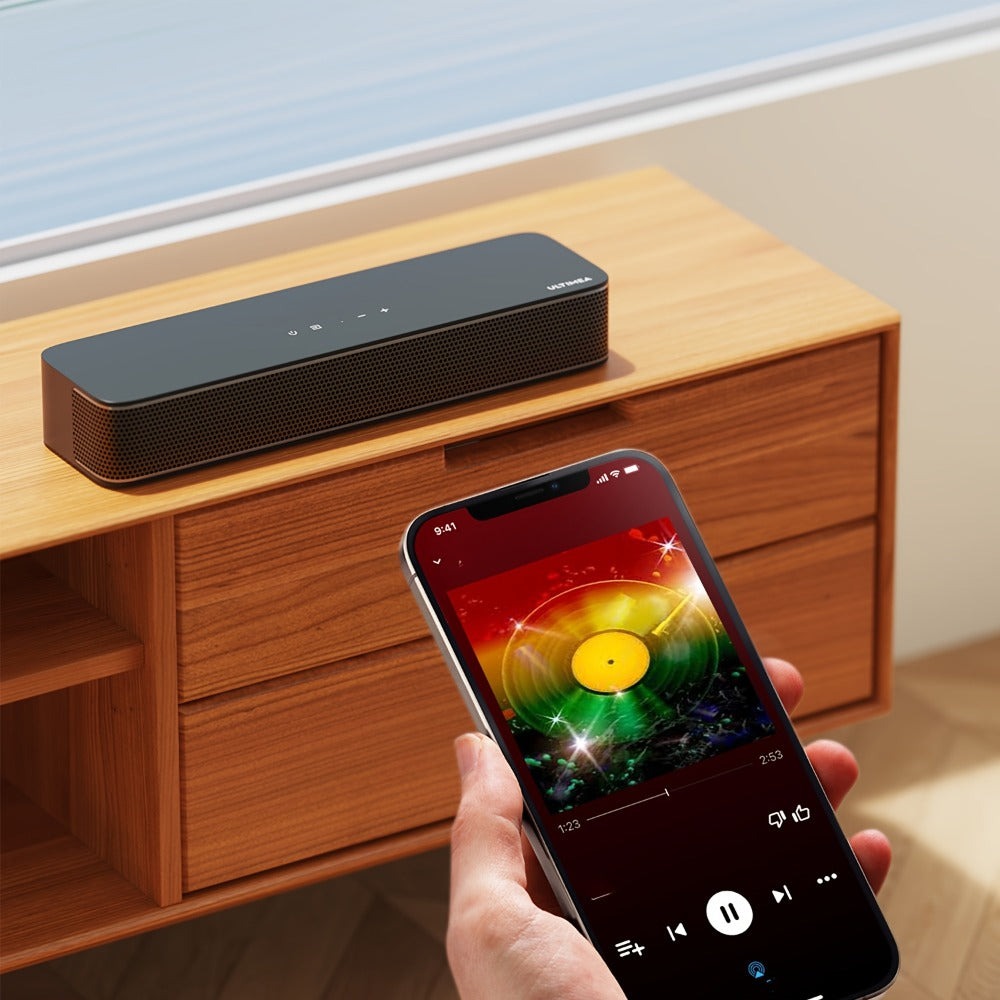 ULTIMEA 2.1ch Mini Barra de Sonido para TV, Barra de Sonido PC Todo en Uno para Juegos, Control por APP, Potencia Máxima 120W+Potencia Máxima 132W, Subwoofer Incorporado