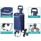 Carrito Compra Plegable de Aluminio, Carro de la compra plegable, tela Oxford bolsa, bolsa de la compra extraíble con ruedas, Carro de la Compra 6 Ruedas con Bolsa Oxford Desmontable, 88 x 33 x 27 cm, 23L.