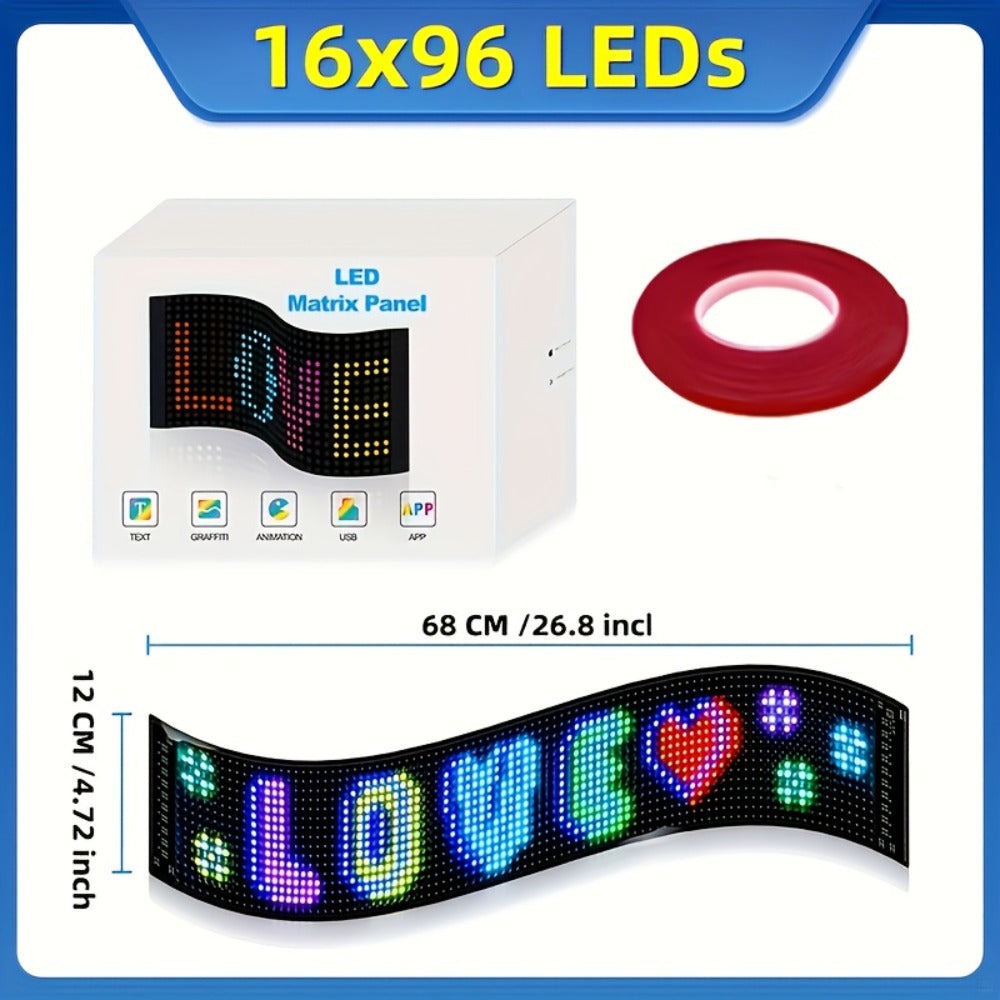 Ojo del Diablo LED Flexible para Automóvil, Pantalla de Luz Programable con Logo Publicitario, Texto y Grafiti, Aplicación Inteligente, Bluetooth USB
