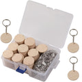 Dofiki 50/100 piezas Kit para hacer llaveros de madera, blanks de colgantes de madera con llaveros, adecuado para hacer llaveros, pintar, decoración del hogar, regalos navideños