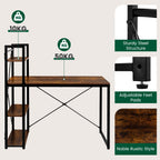 Escritorio - Mesa de Ordenador con Estantes - Escritorio para PC - Oficina en Casa Industrial - 60X120X76/120