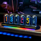 Reloj digital RGB de tubo Nixie con luz de noche y cable USB, reloj analógico IPS que brilla, compatible con calibración de hora Wi-Fi, control por aplicación, modo clima, para decorar escritorio, habitación, para regalo