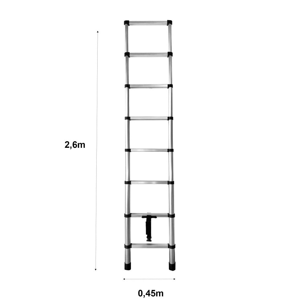 Escalera Telescópica de Acero Galvanizado Extensible y Plegable 2 a 4,4 Metros | Altura Ajustable por Peldaños con Cierre de Seguridad | Certificada EN131 para Uso Profesional y Doméstico | Base Antideslizante con Pies de Goma | Ideal para Reformas, Jardí