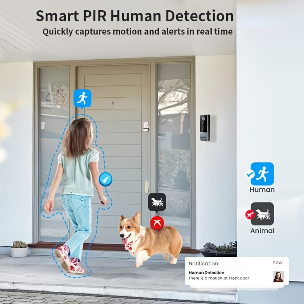 Timbre sin varillas para seguridad del hogar, cámara de seguridad con visión nocturna, 960P HD, detección de movimiento PIR, batería recargable de 2600mAh - Fácil de montar y controlado por aplicación, cámara de seguridad inalámbrica para el hogar, timbre