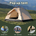 PAKICETUS Carpa de Apertura Rápida para Exteriores - 1-2/3-4 Personas, Carpa para Todas las Estaciones, Doble Puerta con Ventilación Mejorada, Ligera y Resistente al Viento en Gris/Amarillo, Ideal para Camping, Senderismo, Accesorios para Campistas, Carpa