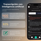 Grabadora de Voz con APP para Transcripción AI, Resumen GPT-4o, Traducción, Mapeado Mental, 64GB de Almacenamiento y Diseño Magnético, Ideal para Llamadas, Clases y Reuniones, por FoCase Rec