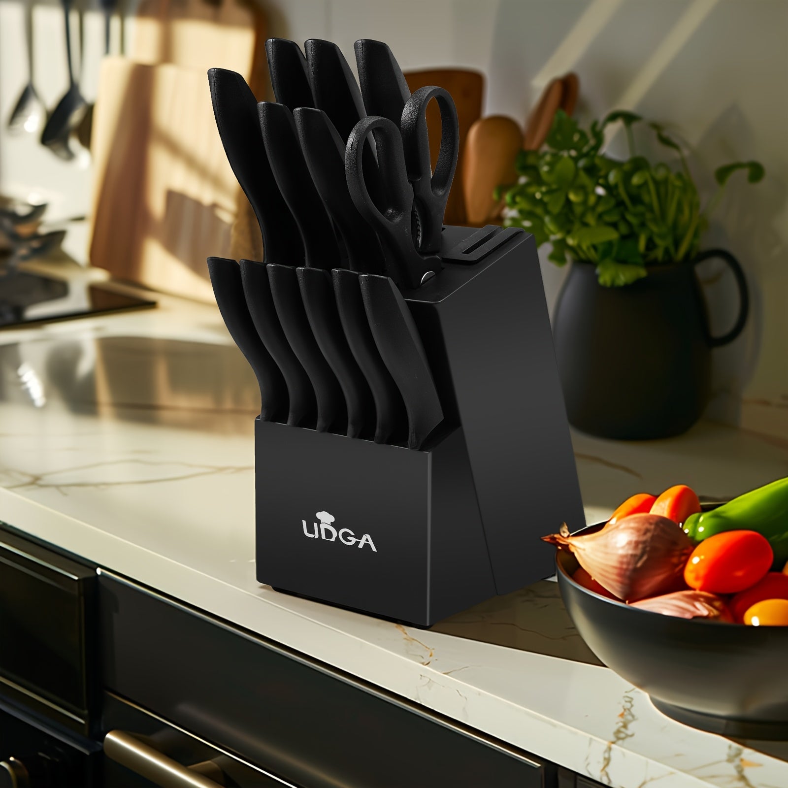 Juego de cuchillos de cocina | Juego de cuchillos de cocina, juego de 15 cuchillos, juego de bloque de cuchillos de acero inoxidable alemán de