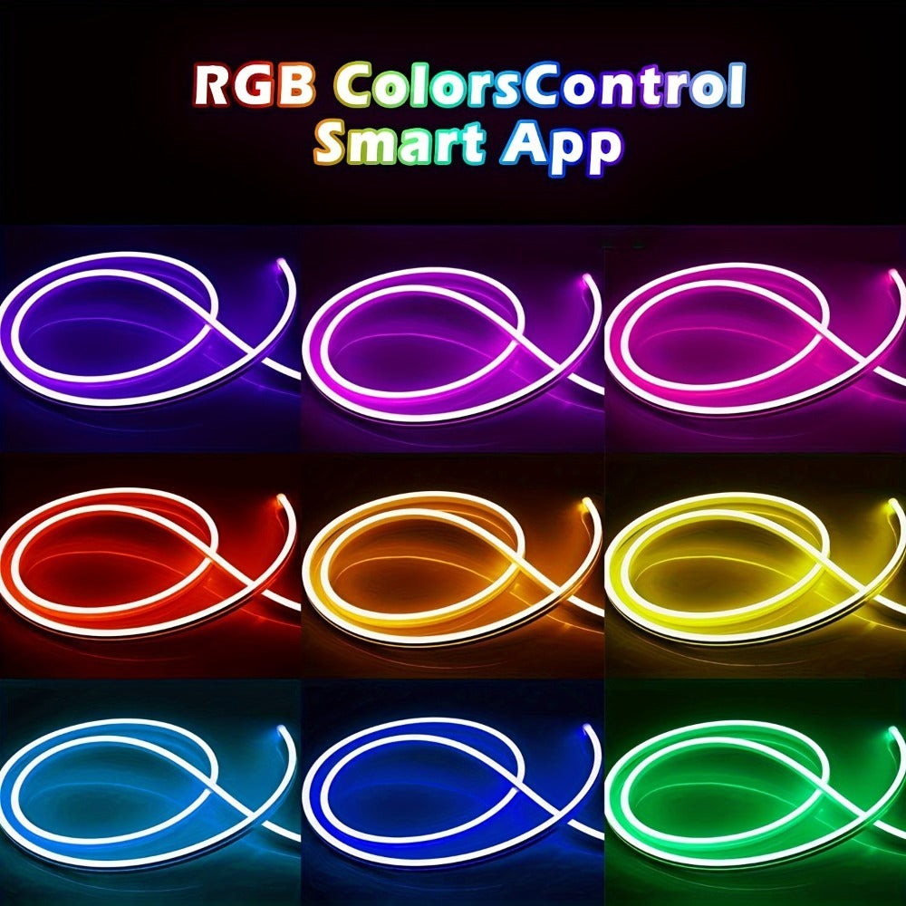 Tira de LED Neon RGB Inteligente Mejorada de Mexllex con Control por App/Control Remoto, Varios Modos, Funciones de Temporizador y Sincronización de Música para Gaming y Decoración de Habitaciones
