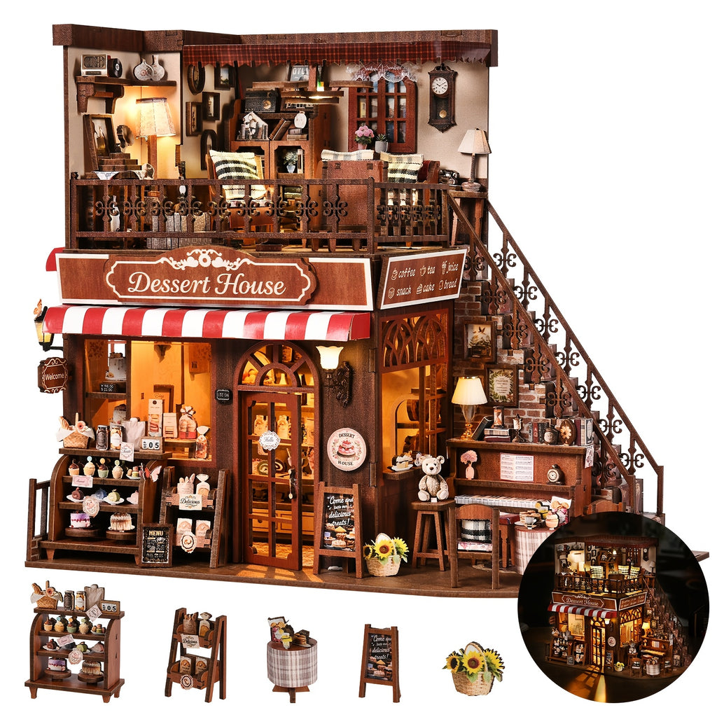 Rompecabezas 3D, Casa de Muñecas DIY, Rincón de Libros de Madera 3D, Kit de Miniatura de Rincón de Libros, Casa Adorno de Muñeca, Hecho a Mano y Ensamblado, Mini Casa, Decoración de Estantería, Regalo de San Valentín, Regalo de Halloween, Regalo de Navida