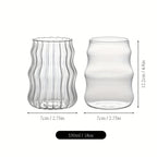Almacén Local, Juego de 6 Vasos Rayados con Forma de Nube, Incluye 6 Pajitas, 530 ml/18 oz, Adecuado para Bebidas Frías/Calientes, Jugo, Leche, Agua, Helado, Cócteles, Perfecto para Fiestas, Hecho de Vidrio Borosilicato, Apto para Lavavajillas