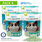 PACK 4 Arena para Gatos AGROMERANTE Arena de Tofu BPS para Gatos sin Polvo Fácil de Aglomerar Controla los Olores se Lanza en el Inodoro 4Pcs aglomera 6L
