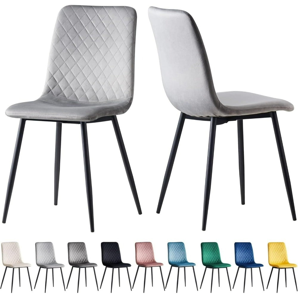 Sillas de comedor MCC Direct en conjunto de 4 piezas Hechas de terciopelo, patas de metal, sillas Lexi, sillas de diseño