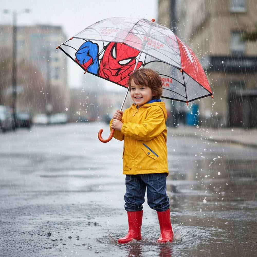 Paraguas de lluvia unisex para niños, transparente y multicolor, con forma de campana