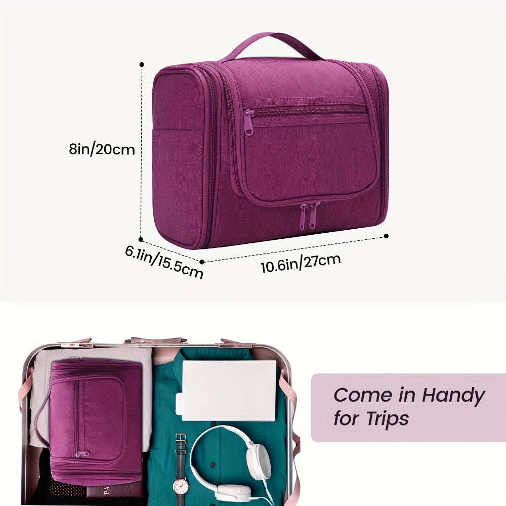 Bolsa de Aseo Colgante con Múltiples Bolsillos y Gancho, Organizador de Maquillaje Elegante para Mujeres y Hombres, Cierre de Cremallera Duradero, Diseño con Asa Superior, Bolsa de Viaje para Aseo, Regalo de Navidad