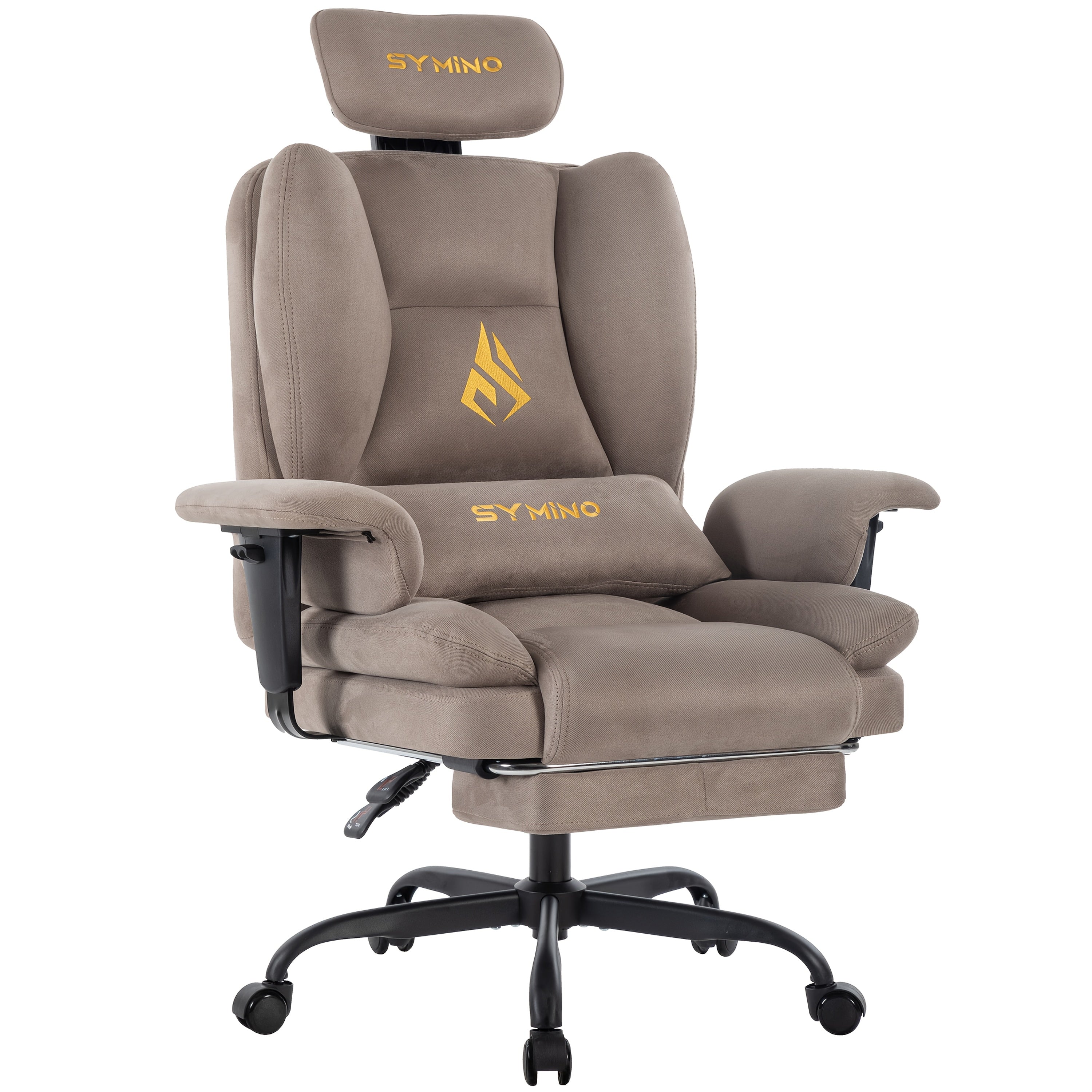 Silla de gaming SYMINO, silla de oficina ergonómica de piel PU con soporte lumbar - Silla de escritorio reclinable para computadora para adultos, asiento de videojuegos estilo carreras (altura y reposacabezas ajustables)