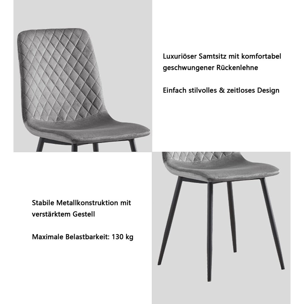 Sillas de comedor MCC Direct en conjunto de 4 piezas Hechas de terciopelo, patas de metal, sillas Lexi, sillas de diseño