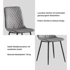 Sillas de comedor MCC Direct en conjunto de 4 piezas Hechas de terciopelo, patas de metal, sillas Lexi, sillas de diseño