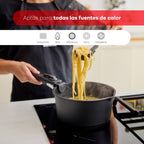 Bergner Click&Cook Batería de cocina 10 Pzs Mango extraíble, 3 Sartenes, 2 Cazos, Tapas y Utensilios Aluminio revestimiento antiadherente