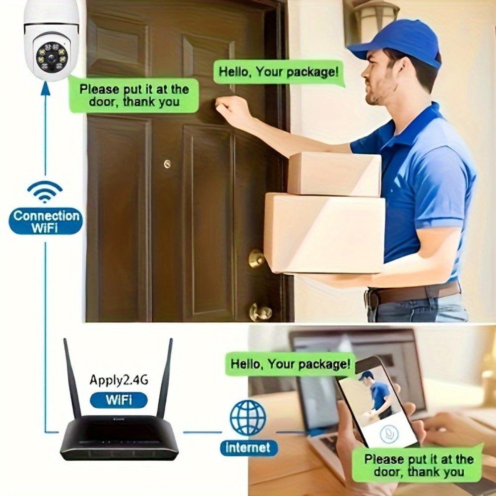 1pc Ease Life App - Cámaras de Seguridad Tipo Bombilla para Interior y Exterior, Cámara Wifi Inalámbrica de 2.4Ghz, 360 Grados, Cámaras de Seguridad con Rosca E27 para Seguridad en el Hogar, Cámaras Tipo Bombilla Seguras, HD 1080P, Visión Nocturna a Todo