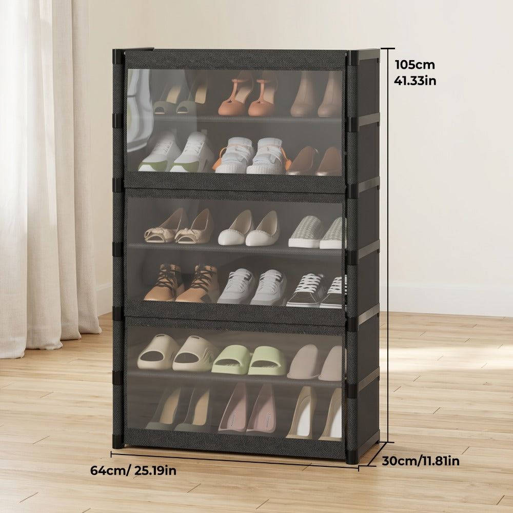 Armario zapatero de 1 pieza de 6/8 niveles, funda antipolvo transparente, estructura de metal resistente, estante de tela no tejida, organizador de zapatos de gran capacidad, almacenamiento de zapatos que ahorra espacio, estante de zapatos multicapa a pru