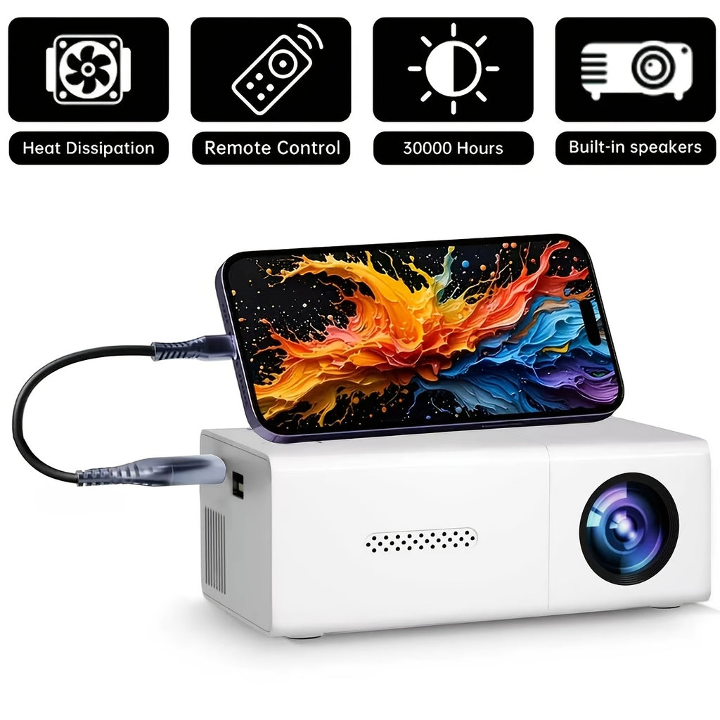 Proyector | Proyector de vídeo portátil mini ZRZTM con soporte Full HD 1080P, nativo 720P, pantalla LCD tipo Smart TV, compatible con