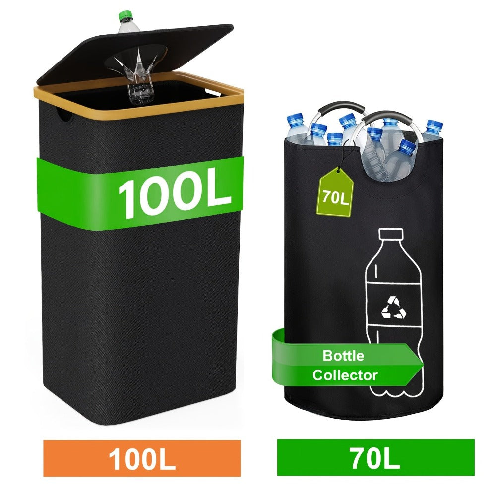 Cubo de recolección de residuos doméstico de tela Oxford 900D, cubo de basura de cocina de gran capacidad de 70/100 litros, colector de botellas plegable, caja de almacenamiento para juguetes variados, contenedor de recolección, adecuado para las necesida