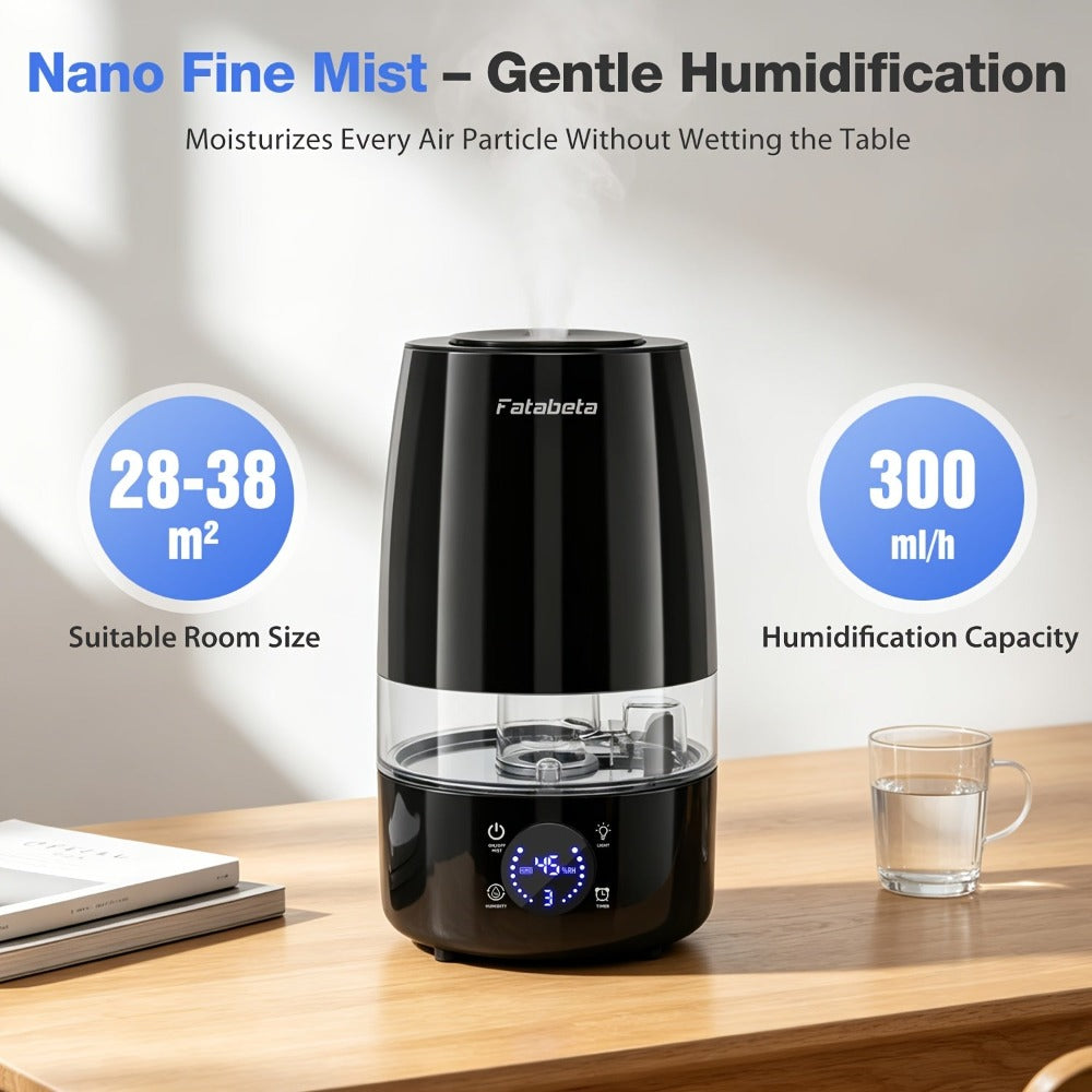 Pantalla para humidificador y difusor de aromas supergrande de 4.5L, funcionamiento silencioso, apagado automático y temporizador, adecuada para dormitorio, sala de estar, oficina, depósito extraíble, filtro de cerámica, carcasa de ABS, para humidificador