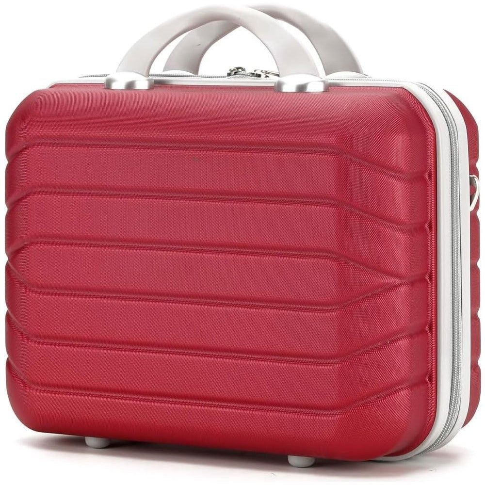 PROVITERA Conjunto de 4 maletas rígidas de ABS con estuche de belleza, maleta con asa telescópica y ruedas fáciles de rodar, carrito con cerradura y candado de código, equipaje de mano con diseño moderno ultra resistente