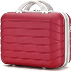 PROVITERA Conjunto de 4 maletas rígidas de ABS con estuche de belleza, maleta con asa telescópica y ruedas fáciles de rodar, carrito con cerradura y candado de código, equipaje de mano con diseño moderno ultra resistente