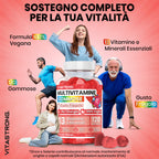 Gomitas multivitamínicas Vitastrong, 120 gomitas, 13 vitaminas y minerales, suplemento dietético para adultos, fórmula 100 % vegana, sin gluten, sin lactosa, sin sacarosa