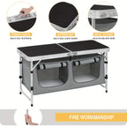1 pieza Mesa de exterior, mueble de exterior para acampar, equipo de senderismo, mesa de camping, mesa plegable, gabinete de camping plegable, mesa de camping con altura ajustable, espacio de almacenamiento, mueble de camping para exteriores, mesa plegabl