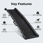 Rampa de seguridad para perros, rampa plegable para perros, 155X40 cm, con tela antideslizante y asas, rampa para perros, escalón para perros, rampa para mascotas, ayuda de acceso para perros/gatos/mascotas