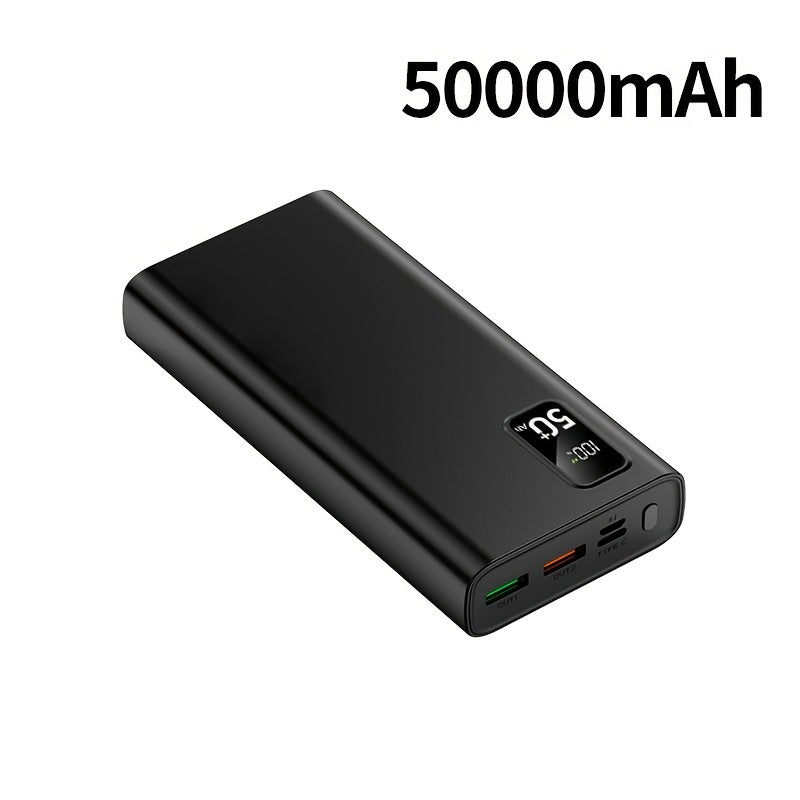 Batería Externa de 50000mAh, Pantalla LED de Energía, Carga Rápida Tipo-C, Banco de Energía de Gran Capacidad y Carga Súper Rápida, Ideal para Cargar Teléfonos Móviles/Samsung/Dispositivos Electrónicos Android, Batería de Emergencia Portátil para Exterior