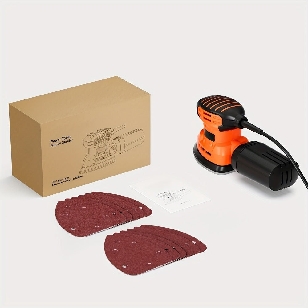 Lijadora triangular Delta de 150W, 12000 RPM, 12 hojas de lija (140X140X80Mm), doble extracción de polvo, ideal para madera y superficies