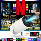 Proyector Inteligente, Decodificación Nativa 1080P Full HD 4K, Android 11.0 OS, WiFi 6 y Wireless 5.4, Proyector de Películas Giratorio 270°, Mirroring Inalámbrico para IOS/Android/Tablet.