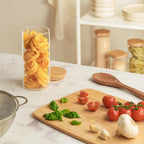 Juego de 3/4 tarros de cristal para almacenamiento de cocina, redondos y cilíndricos con tapa de bambú. 1.3L (44oz)/2L (67oz). Hechos de vidrio de borosilicato de alta resistencia, ligeros y duraderos, aptos para lavavajillas. Adecuados para pasta, frutos