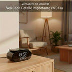 Cámara de seguridad inalámbrica despertador 4K con detección de movimiento, compatible con visualización remota en tiempo real por WIFI, notificaciones de alarma por aplicación y correo electrónico, compatible con Android e IOS, carga USB, incluye tarjeta