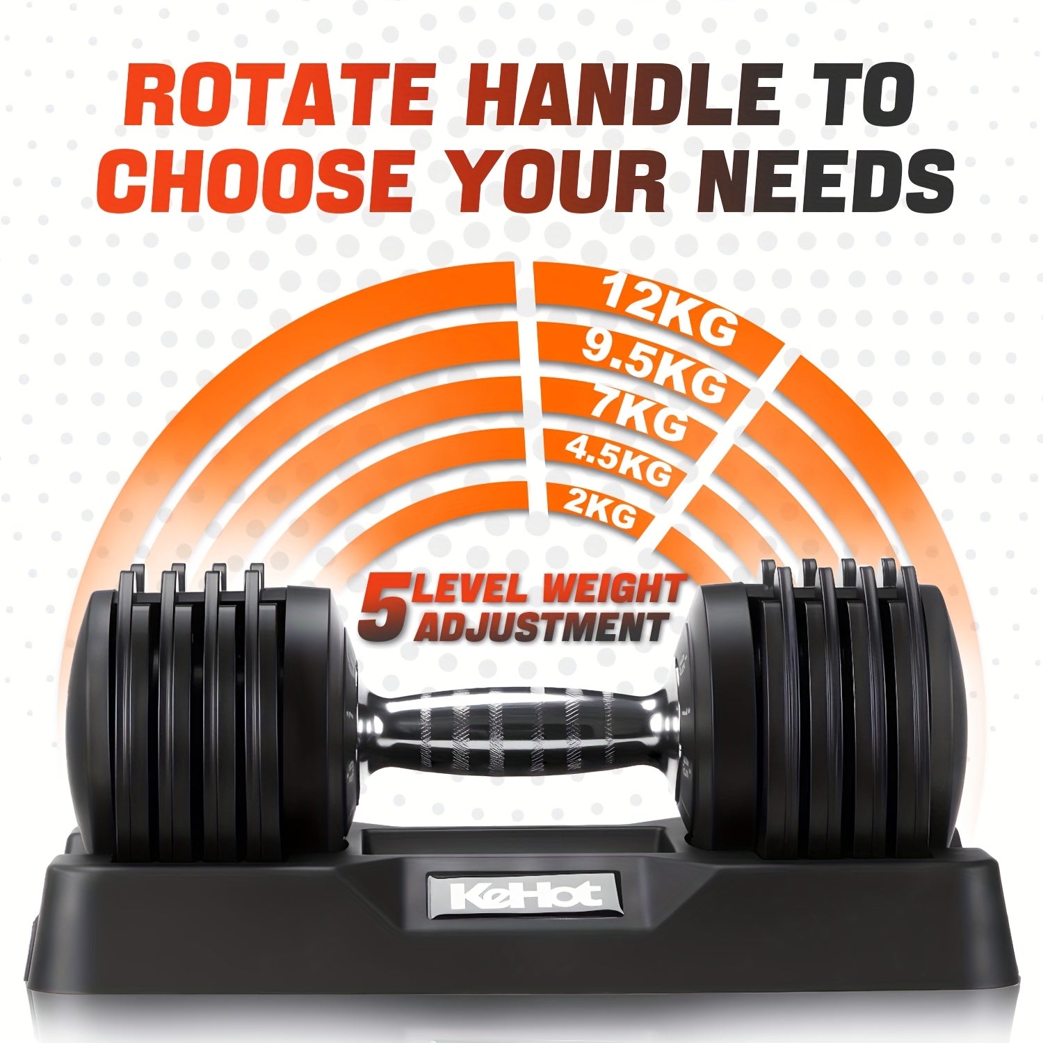 Set de mancuernas ajustables 5 en 1 | Ajuste rápido de peso con un toque y 5 niveles | Opciones de 12KG/25KG | Entrenamiento de fuerza profesional para gimnasio en casa | Incluye placas de peso y barra corta