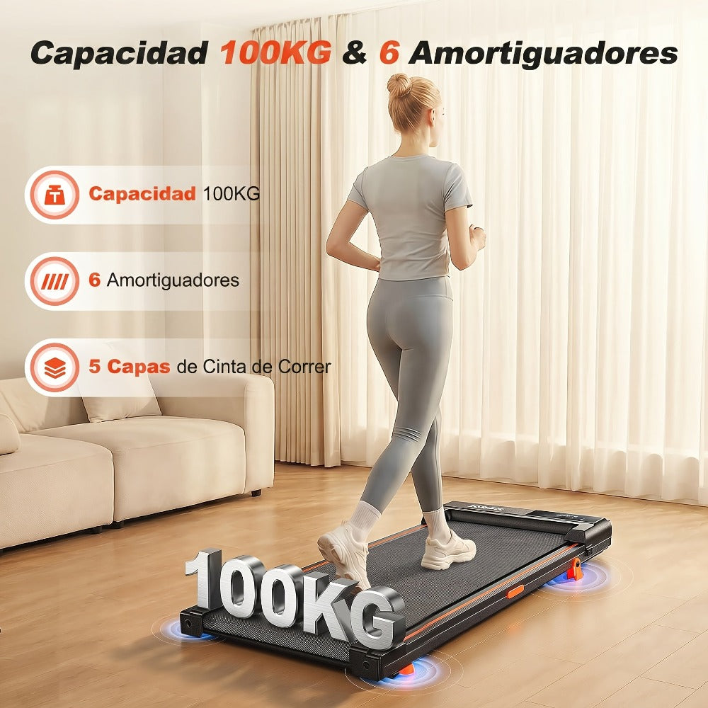Alfombra de caminar con inclinación del 12%, quema 50% más de calorías, alfombra de caminar para escritorio, máquina de caminar portátil silenciosa de 30Db con carga de 100KG para fitness en casa, sin batería