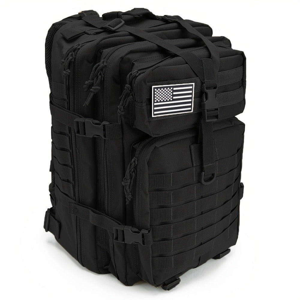 Mochila Táctica Negra de 45L para Deportes al Aire Libre, Senderismo y Excursionismo, Mochila Multifuncional con Cierre de Cremallera - Ideal para Senderismo de 3 Días, Trekking, Camping, Deportes al Aire Libre, Regalo de Cumpleaños