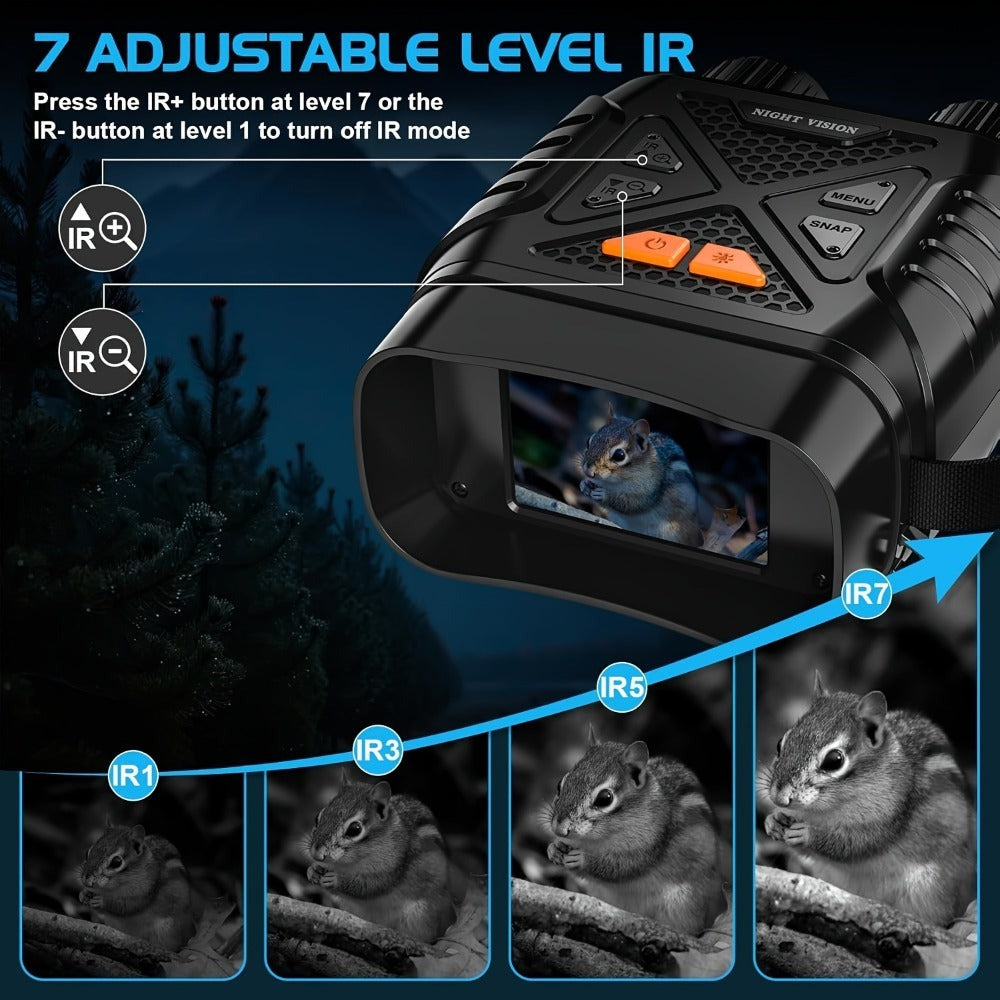 Binoculares de visión nocturna 4K HD, gafas de visión nocturna con pantalla de 3 pulgadas y linterna, adecuadas para la caza al aire libre en la oscuridad, seguridad para acampar, observación de la vida silvestre, zoom digital 10X, batería incorporada de