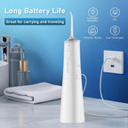 Irrigador bucal portátil recargable, hilo dental con agua para dientes, irrigador dental inalámbrico profesional 8 boquillas 5 modos, IPX7 a prueba de agua 300ML para limpiar los dientes, hogar y viaje