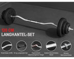 Juego de pesas Sz-Barbell Set Curlset 20/25/30 Kg, juego de barra larga con 6 discos, Sz-Bar para entrenamiento de fuerza, barra de curl con pesas