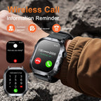 GWENLAND 2025 Smartwatch Estilo Deportivo - Pantalla de 2.2.54cm, Llamada Inalámbrica, Modos Multi-Deporte, Notificación de Mensajes, Foto Remota, Control de Música, Cuerpo de Aleación, Recargable por USB, Regalo Ideal para Entusiastas de la Aventura al A