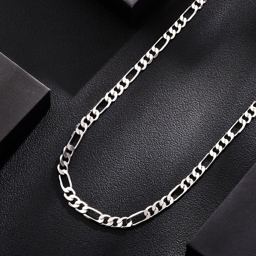 ARTPAGE Cadena Plateada 925 de Plata Esterlina Collar de Moda Figaro Plateado Collar de Moda Urbana Encanto Unisex Regalo para Hombres Día de San Valentín Día del Padre Cumpleaños Navidad con Caja de Regalo