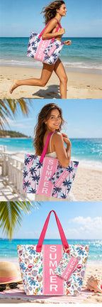 Bolso Tote de Playa con estampado veraniego, amplio y espacioso, bolso de gran capacidad para mujer, ideal para playa, piscina, viajes y uso diario